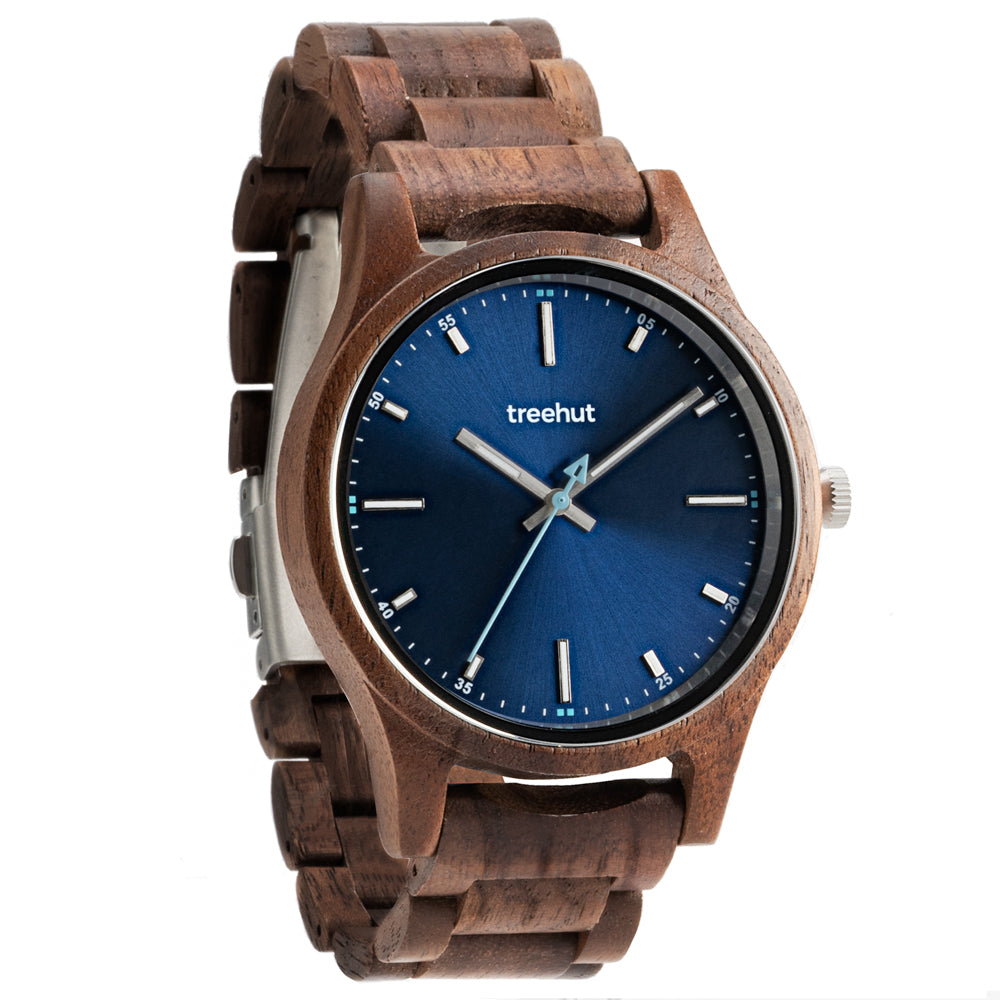 Dubline Walnut Blue Men's Wooden Watch