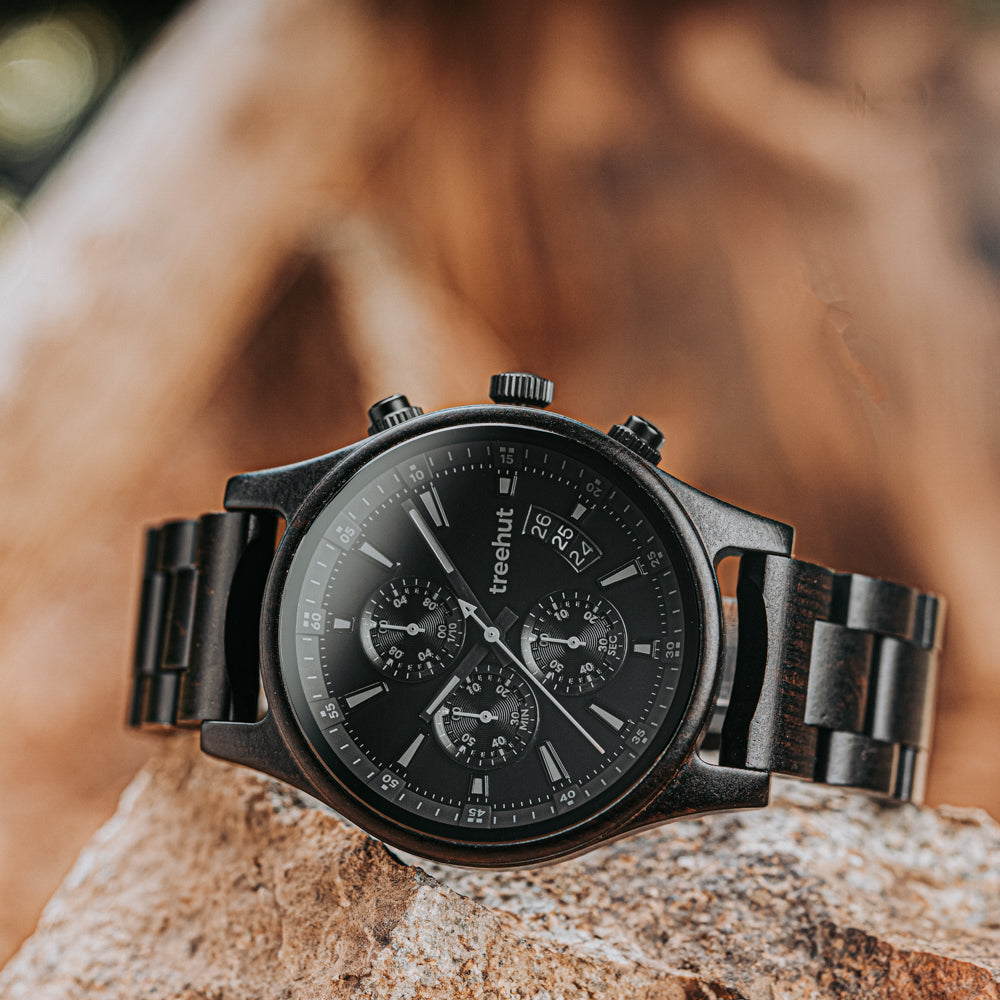 Dubline Chrono Ebony Monochrome Men's Wooden Watch