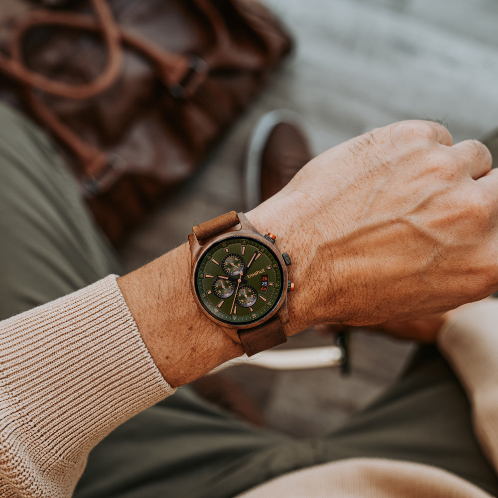 Dubline Chrono Walnut Brown Men's Wooden Watch