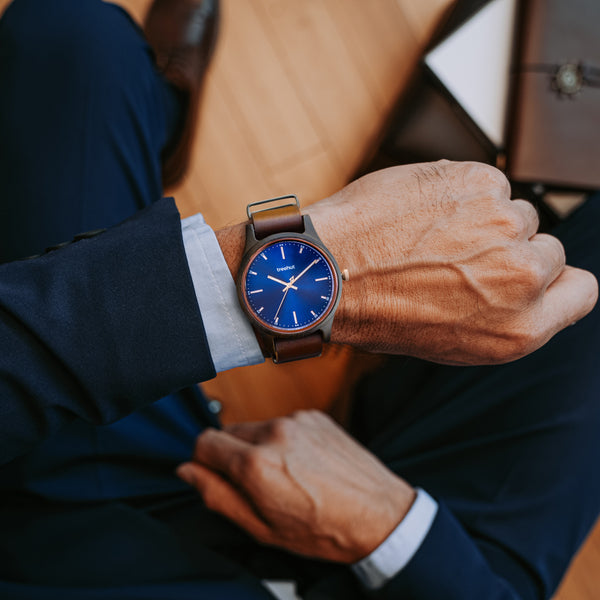 Black Blue | Mens Watch | Ebony - TREEHUT Wood Watches