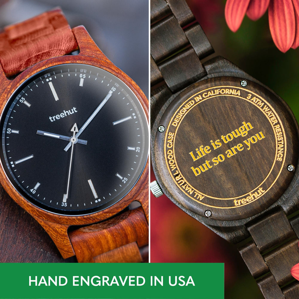 Dubline Redwood Black Men's Wooden Watch
