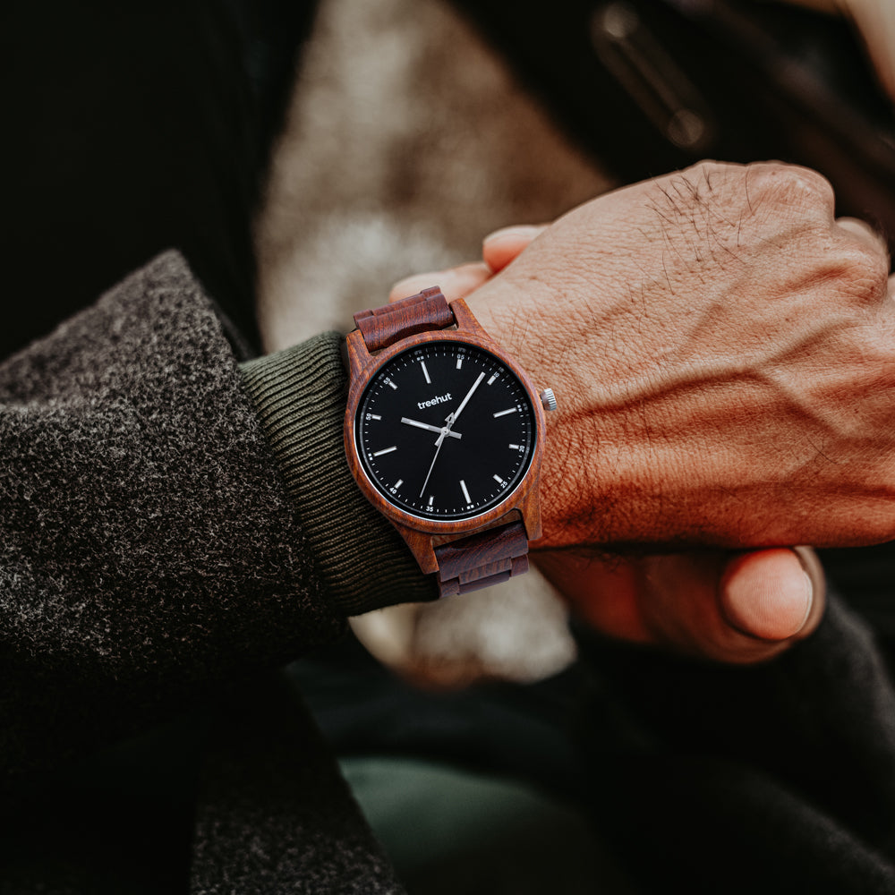 Dubline Redwood Black Men's Wooden Watch