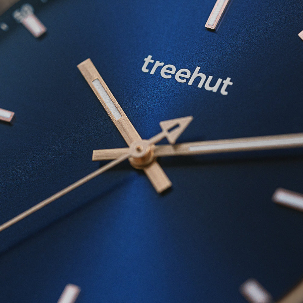 Dubline Rose Gold Blue Men's Wooden Watch
