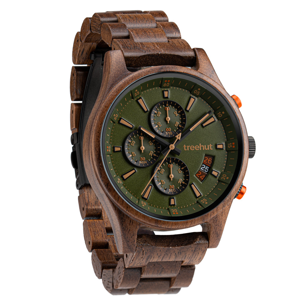 Dubline Chrono Walnut Green Men's Wooden Watch