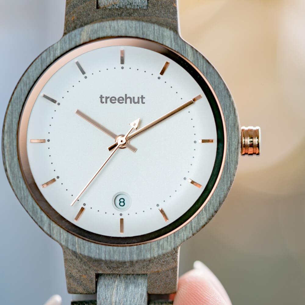 Theory Grey White Women's Wooden Watch