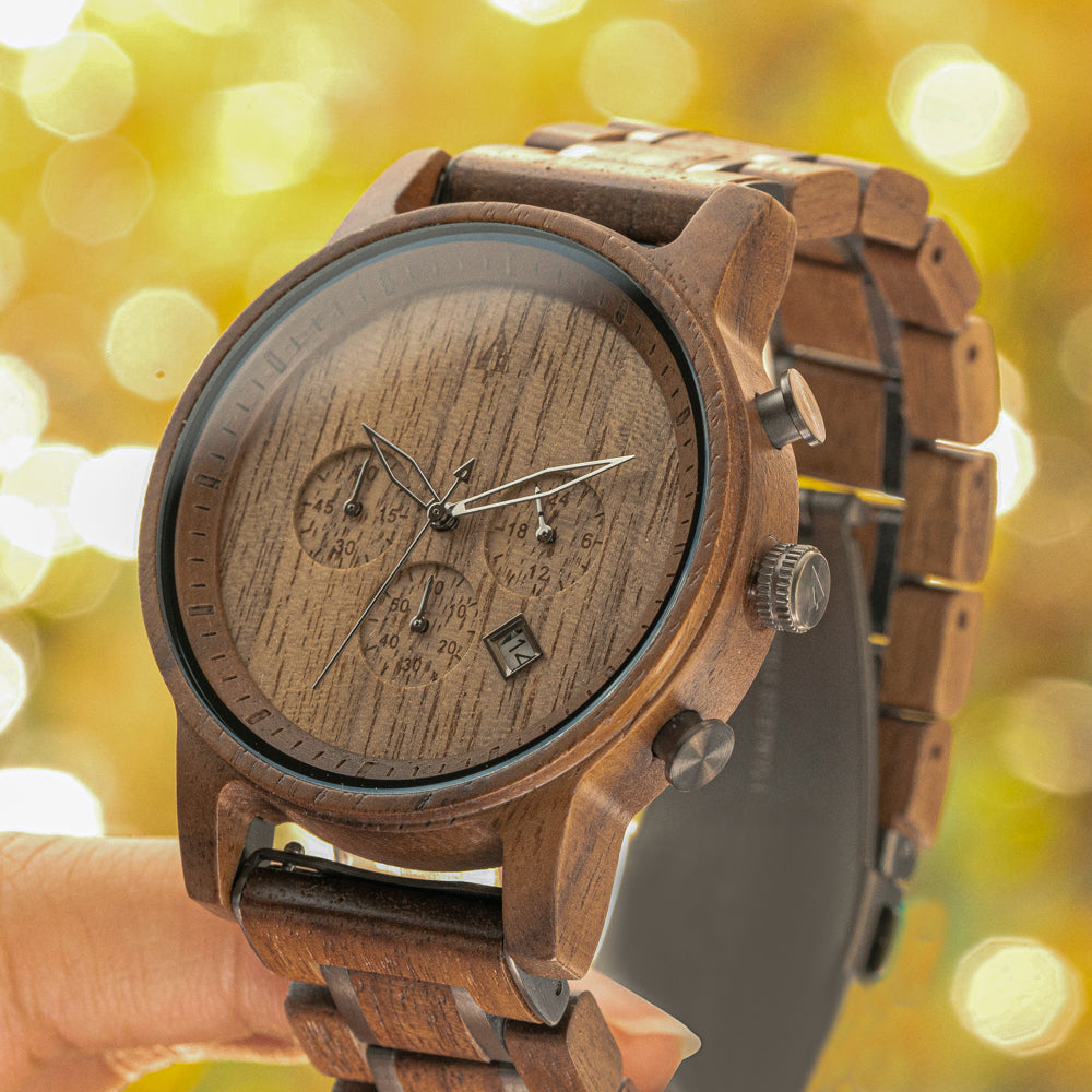 North Chocolate Walnut Boyd Men's Chrono Wooden Watch