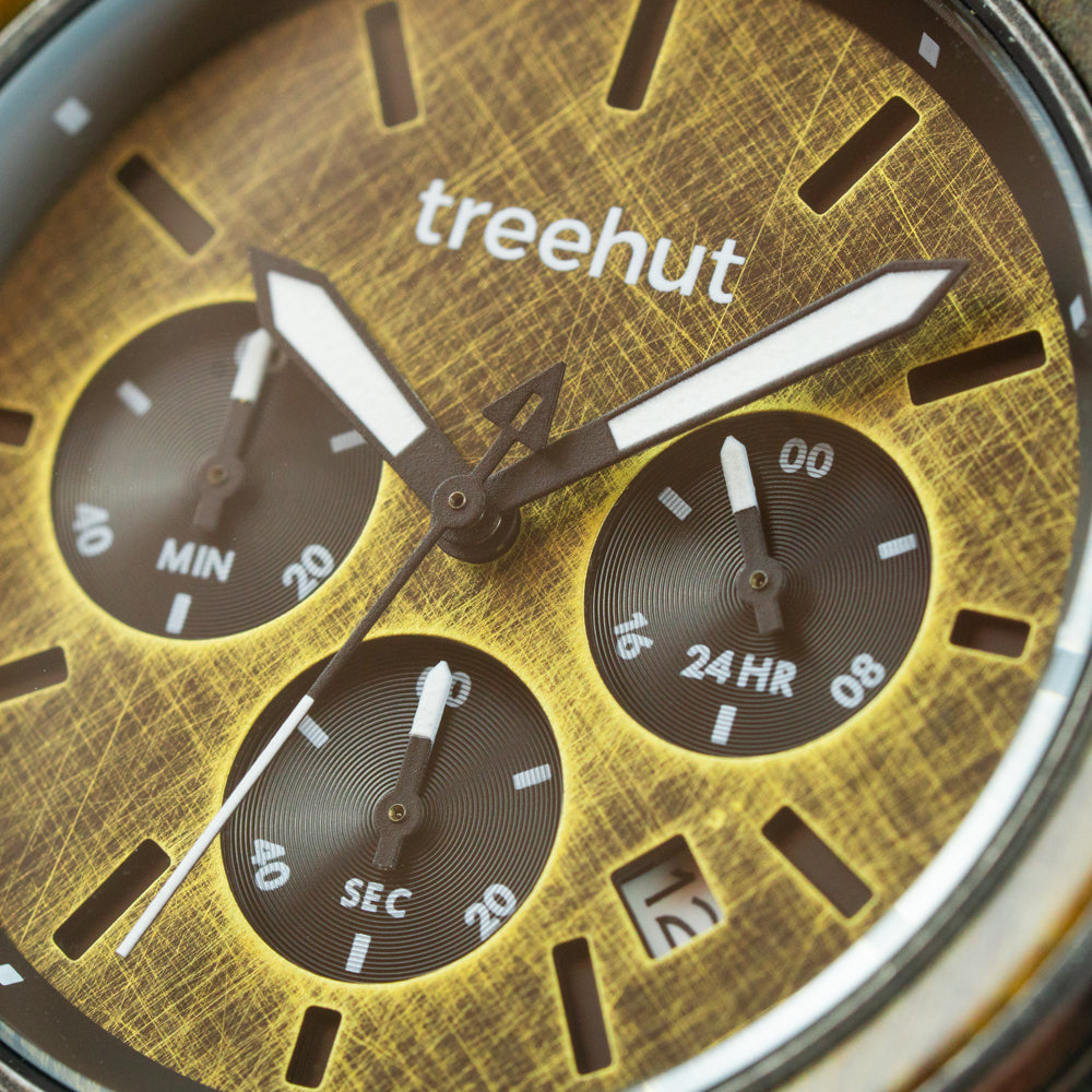 Huxley Rustic Green Sandalwood Men's Chrono Stainless Steel Wooden Watch