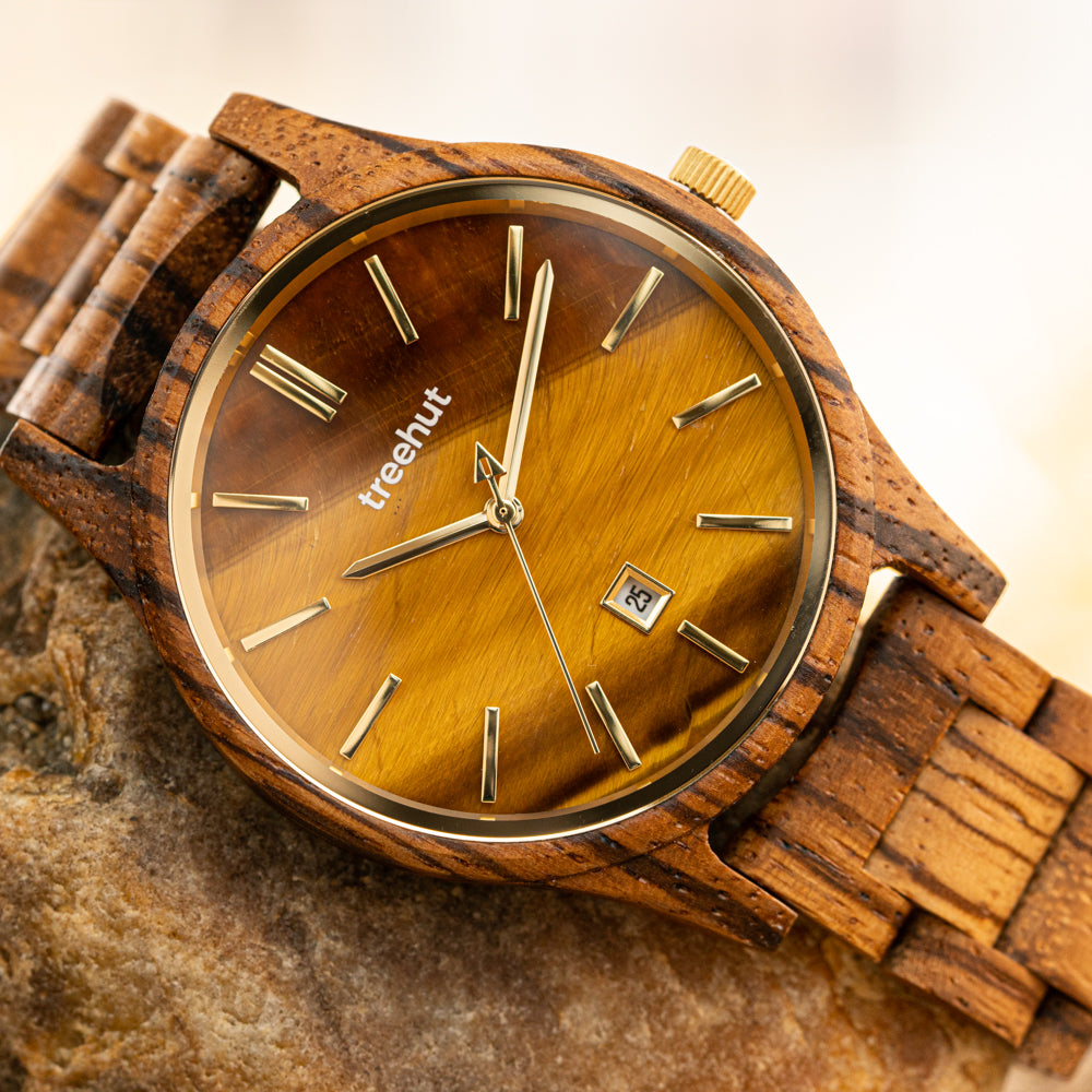 Sierra Zebrawood Tiger Eye Men's Wooden Watch