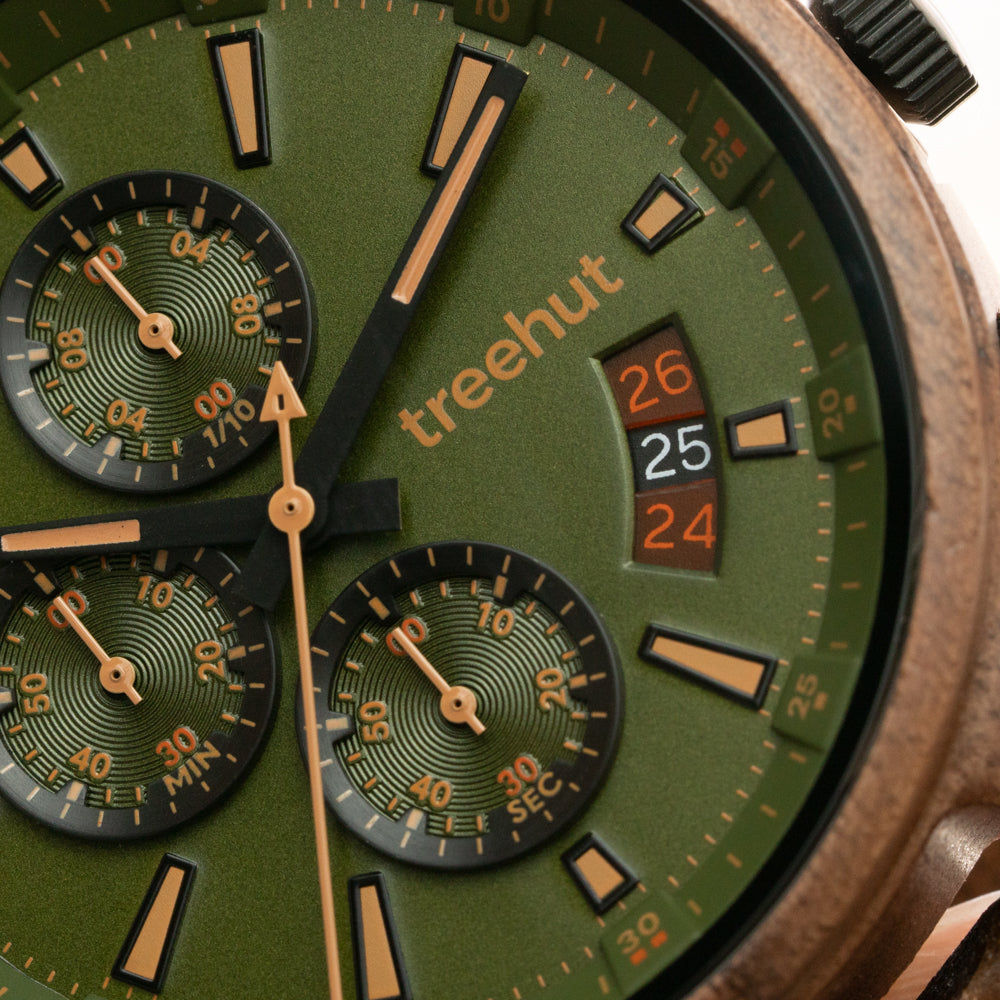 Dubline Chrono Walnut Green Men's Wooden Watch