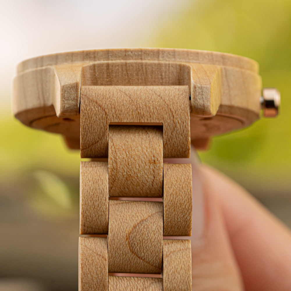 Paradise Olive Green Marble Women's Wooden Watch