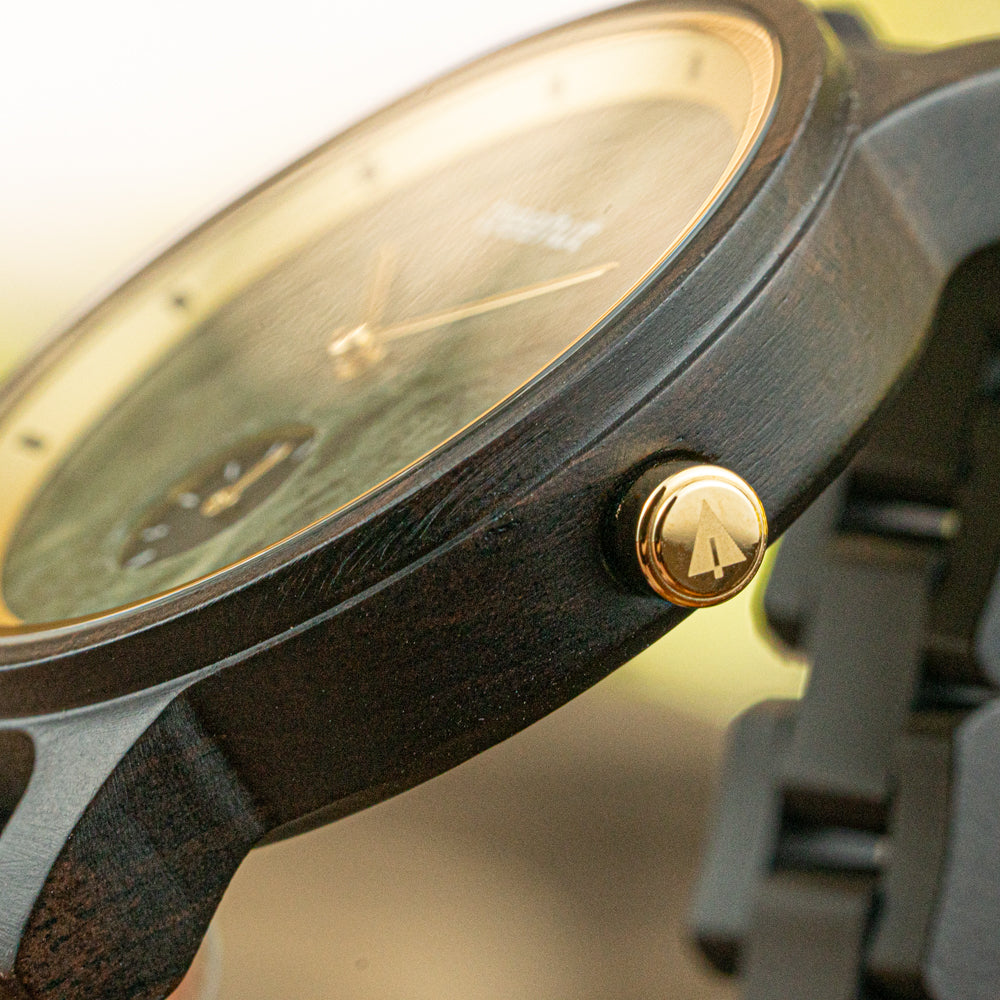 Paradise Ebony Green Marble Women's Wooden Watch
