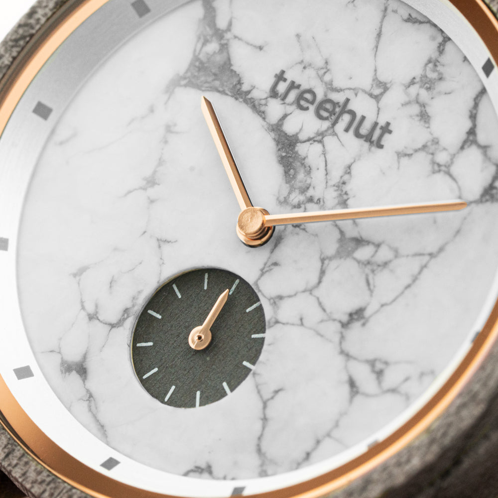 Paradise Grey Maple White Marble Women's Wooden Watch