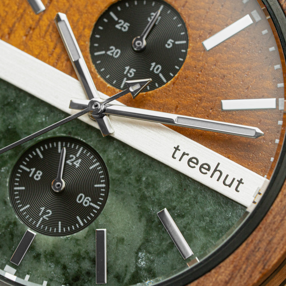 Tao Green Marble Koa Men’s Stainless Steel Wooden Watch