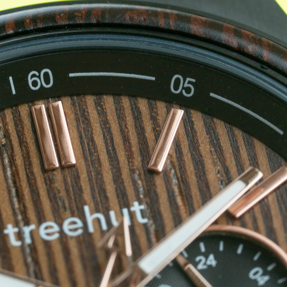 Aster Burgundy Wenge Men's Chrono Stainless Steel Wooden Watch