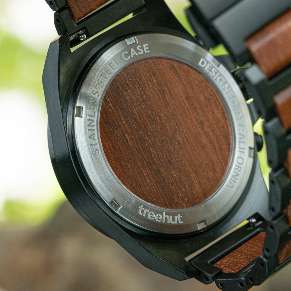 Aster Black Marble Padauk Men's Chrono Marble Stainless Steel Wooden Watch