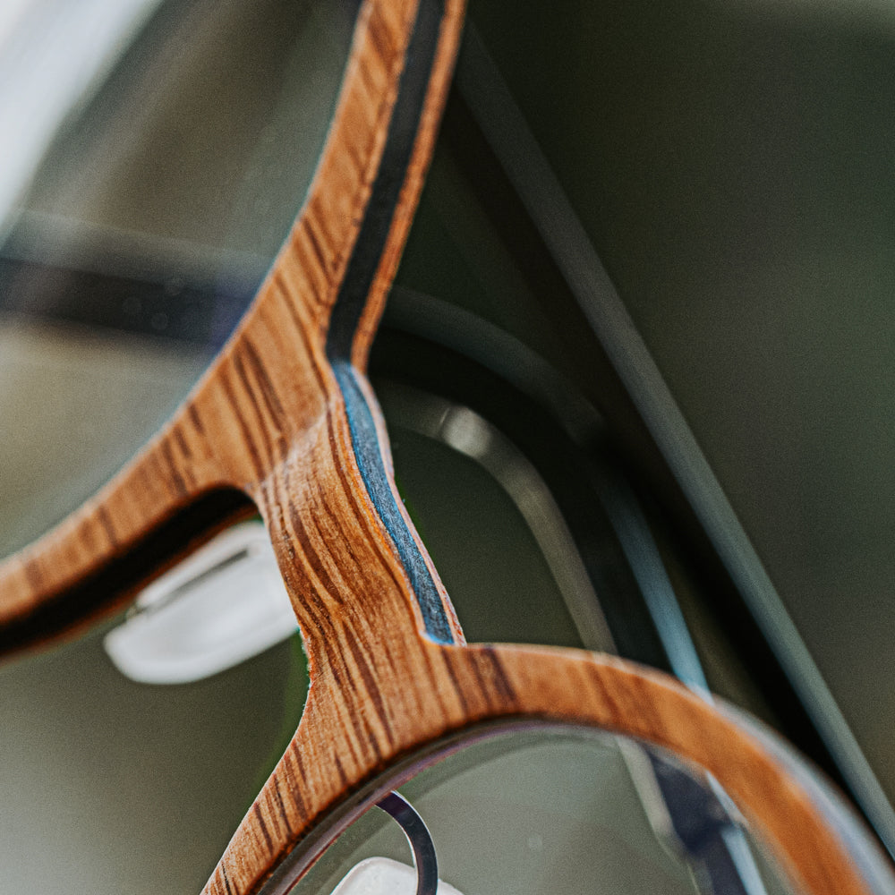 Moana Red Oak blue light wood glasses