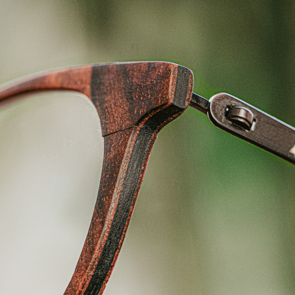 Mist Walnut Burl blue light wood glasses