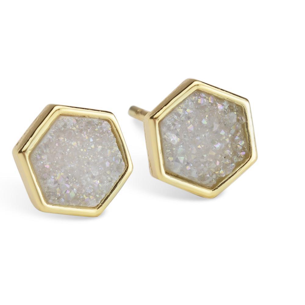 Geo Champagne Hex Druzy Earrings Women's Stone Earring
