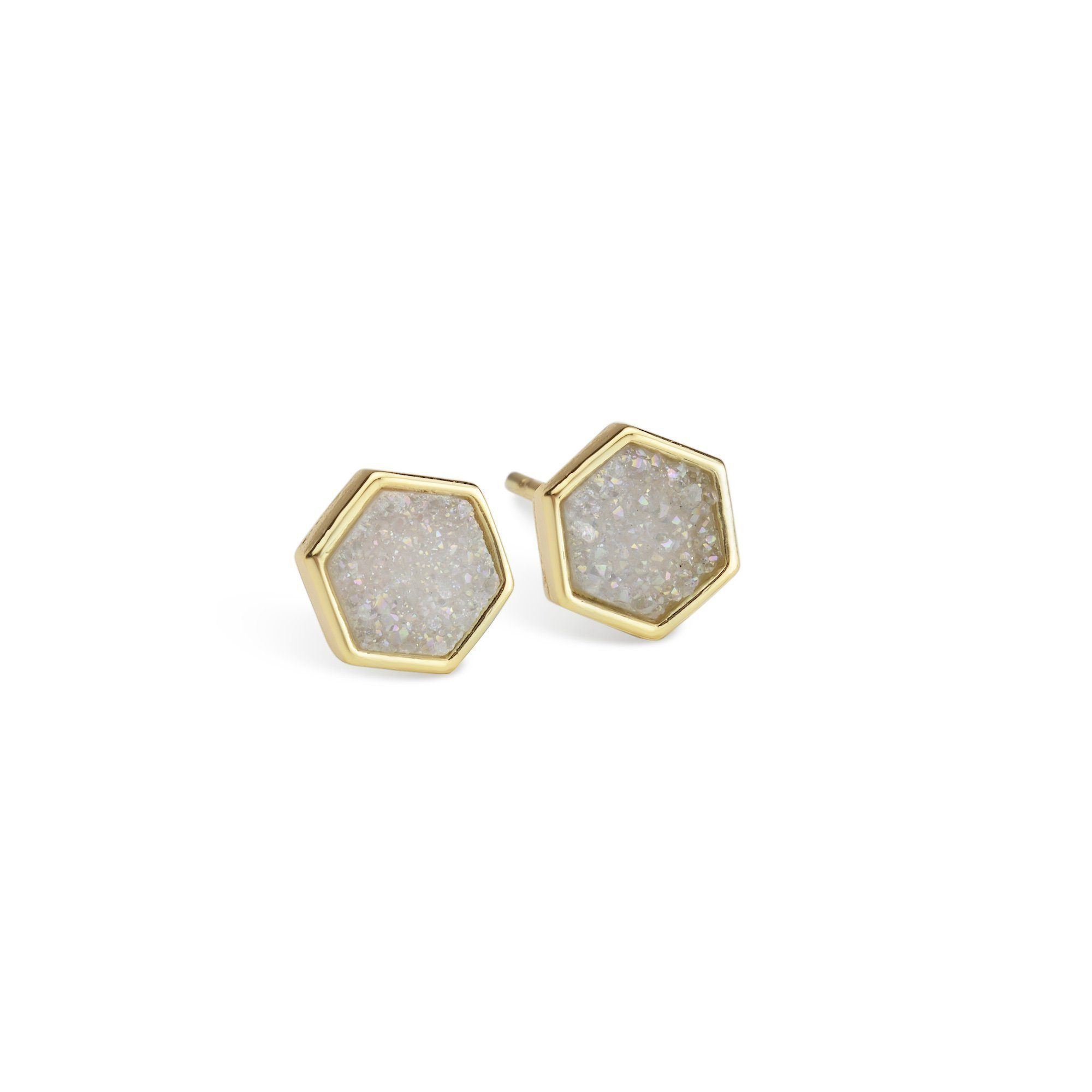 Geo Champagne Hex Druzy Earrings Women's Stone Earring