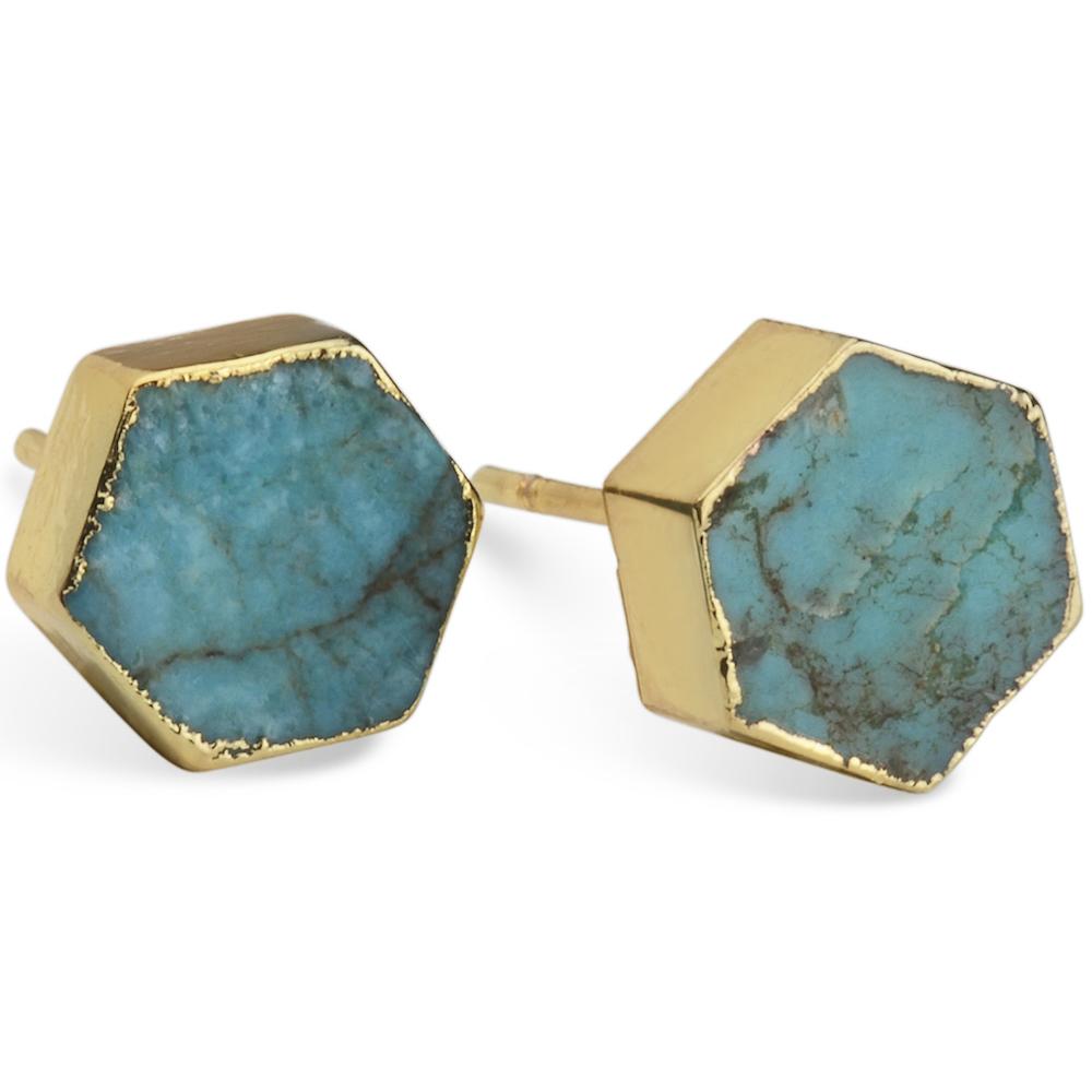 Turquoise Hex Stone Earrings Women's Stone Earring