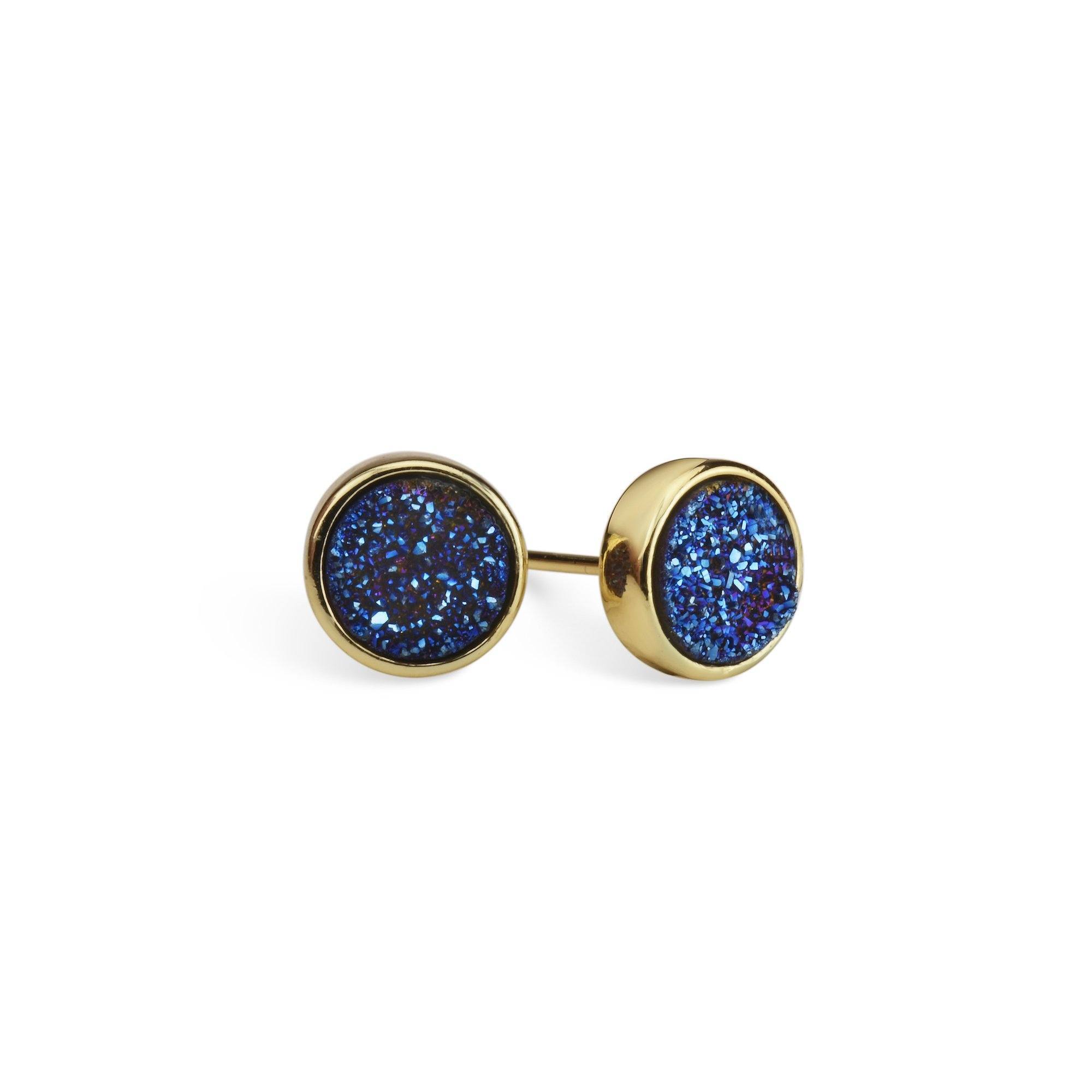 Round Druzy Stud Earrings