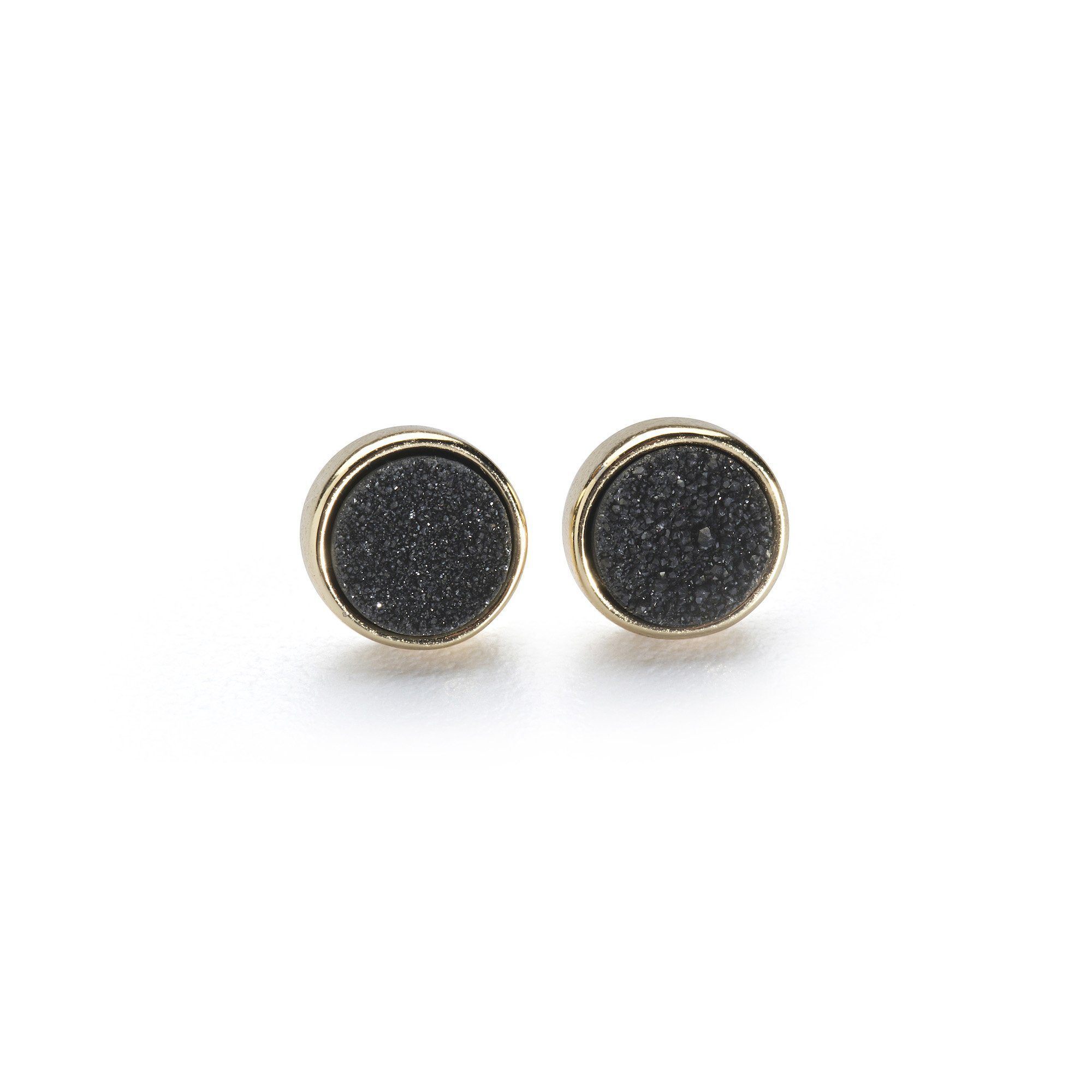 Geo Black Round Druzy Stud Women's Stone Earring