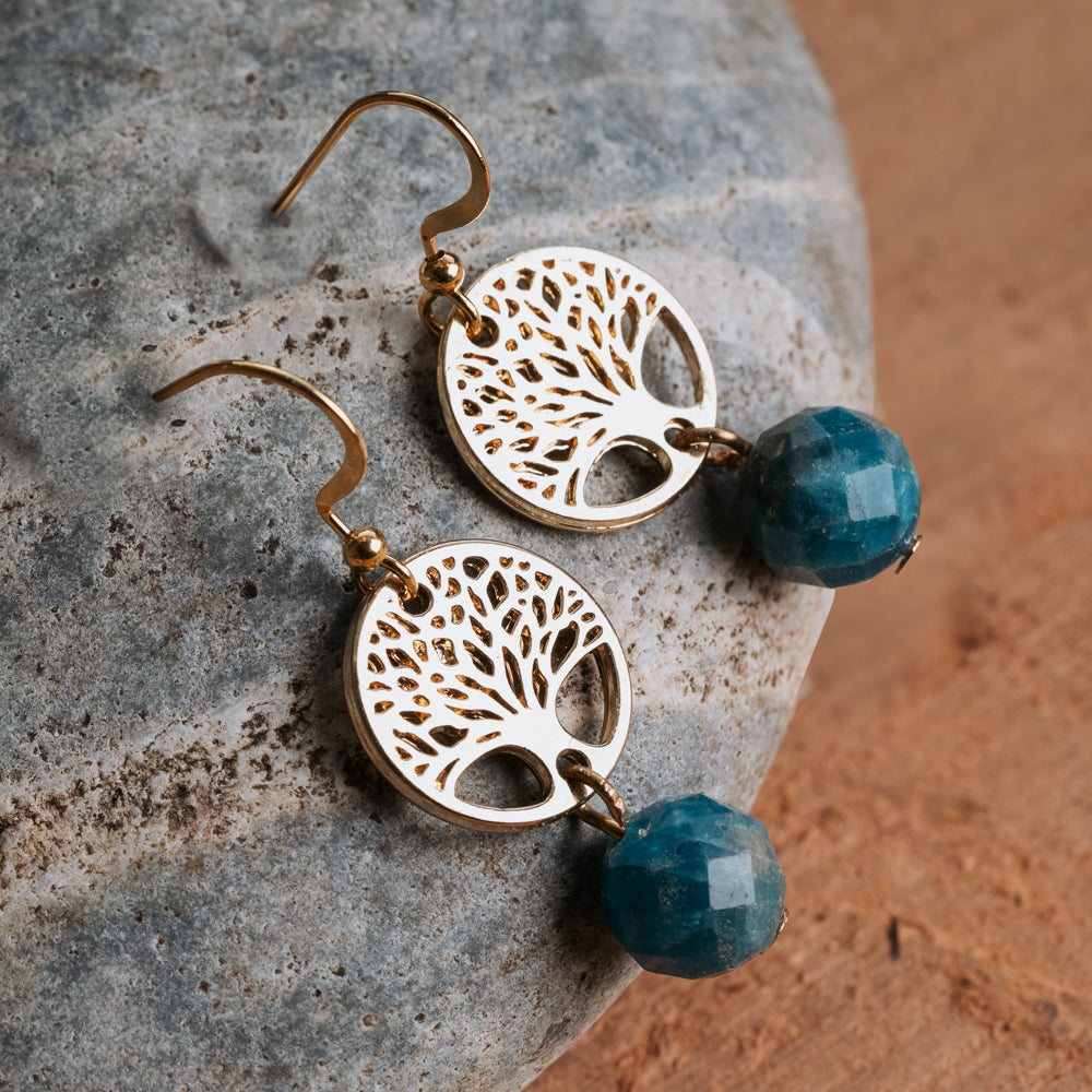 Blue and gold fashion earrings