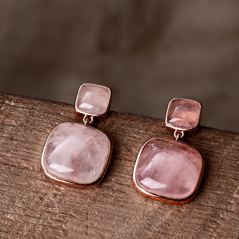 Pink and gold bridesmaid earrings