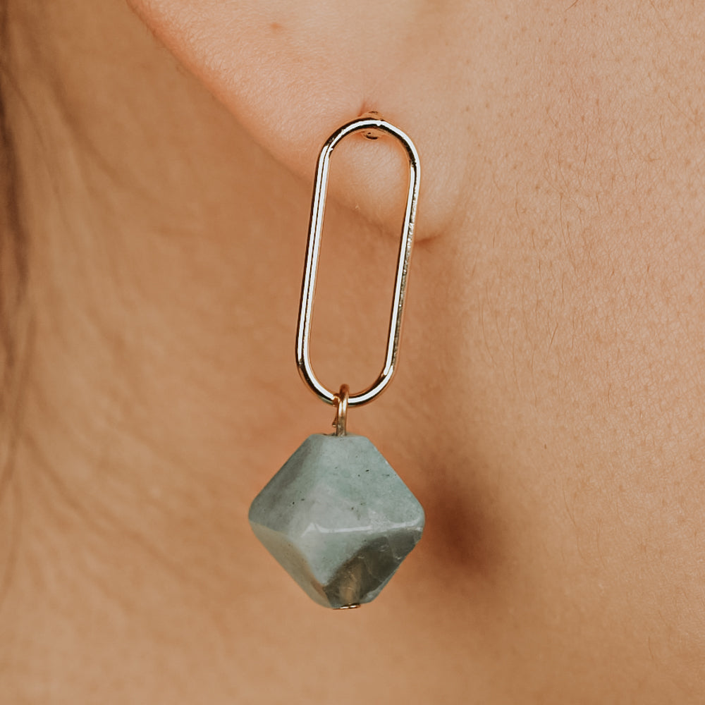Healing stone earrings with amazonite stone dangle