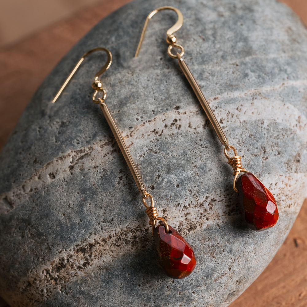 red stone earrings for women