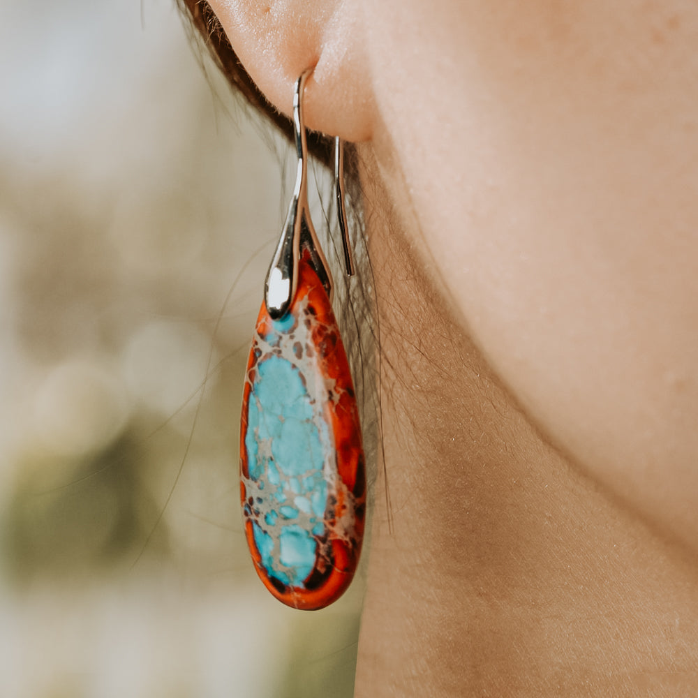 Red and blue natural oval jasper stone bracelet