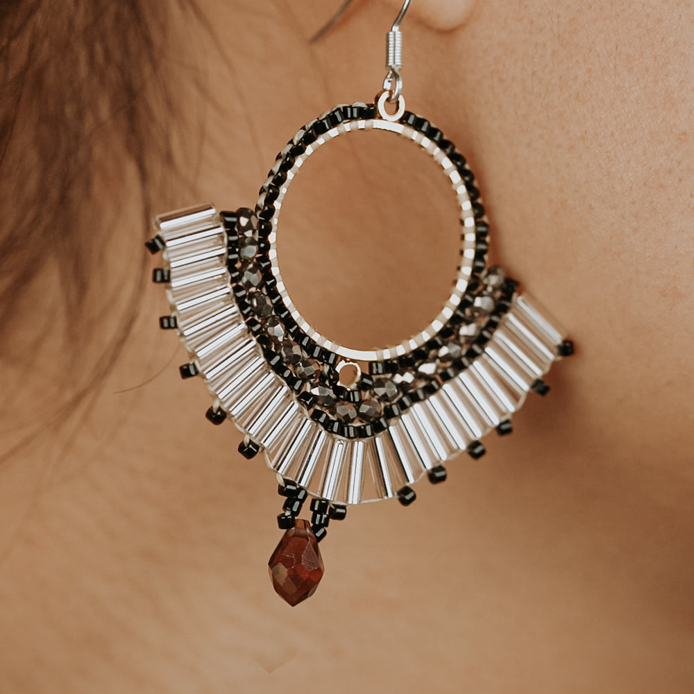 Handmade bead fan earrings