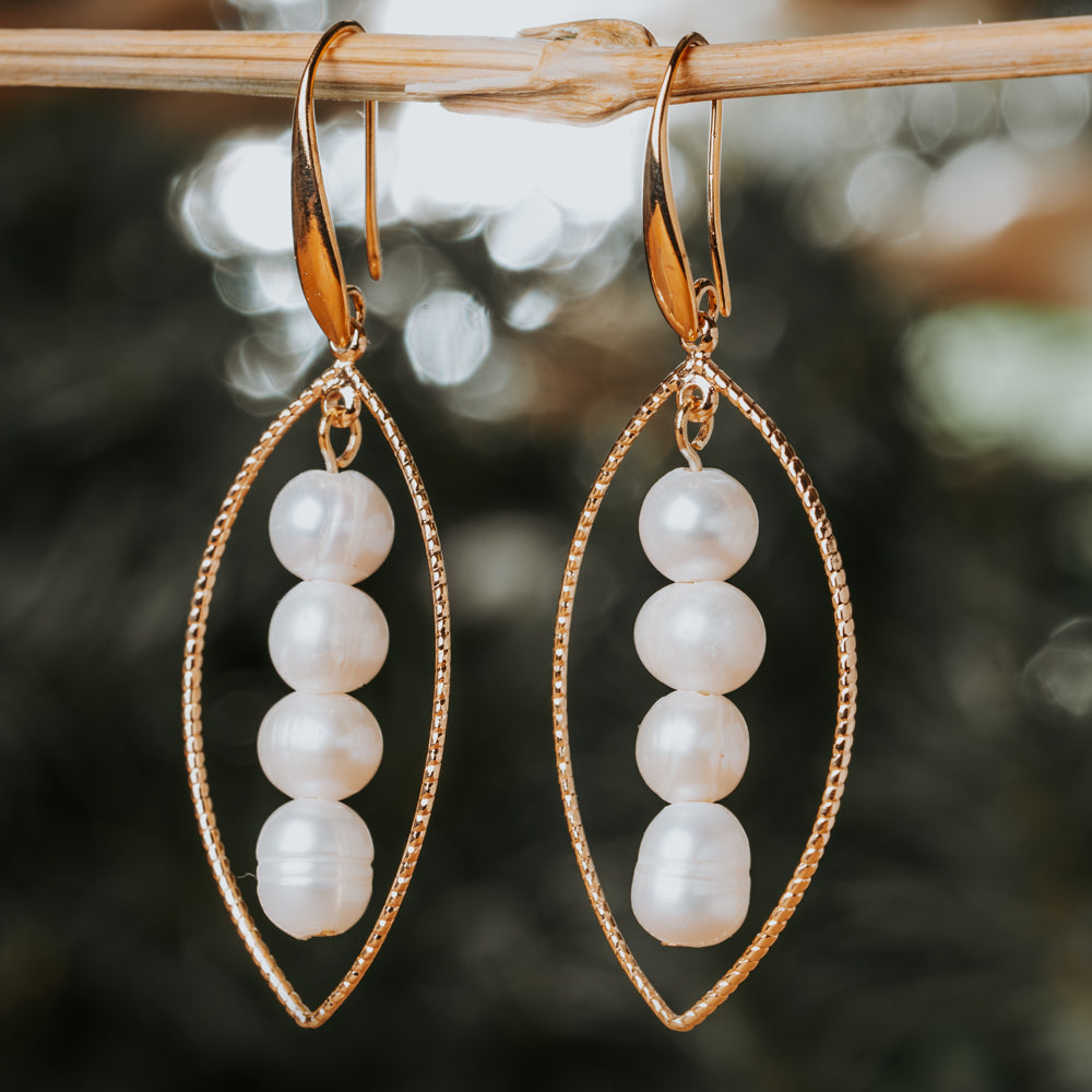 white pearl earrings