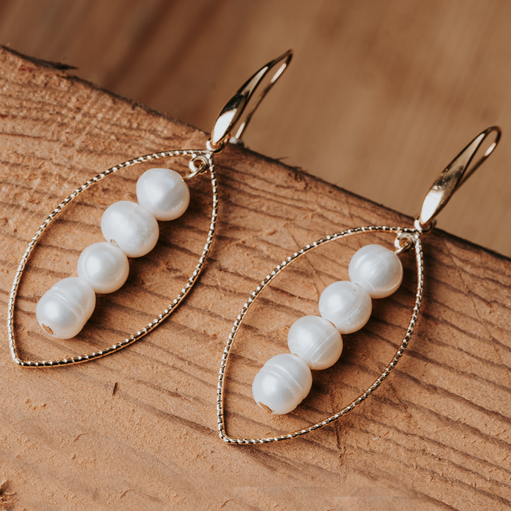 white pearl earrings