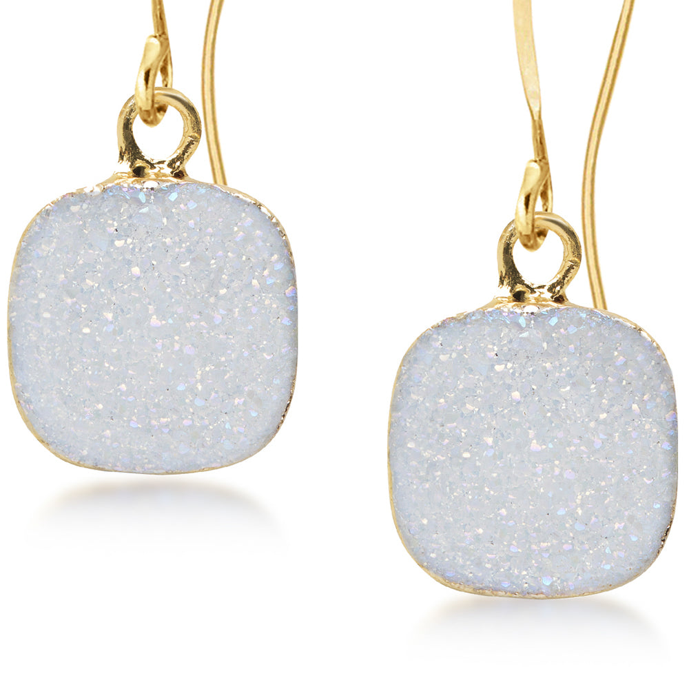 Reina White Druzy Earrings Women's Stone Earring