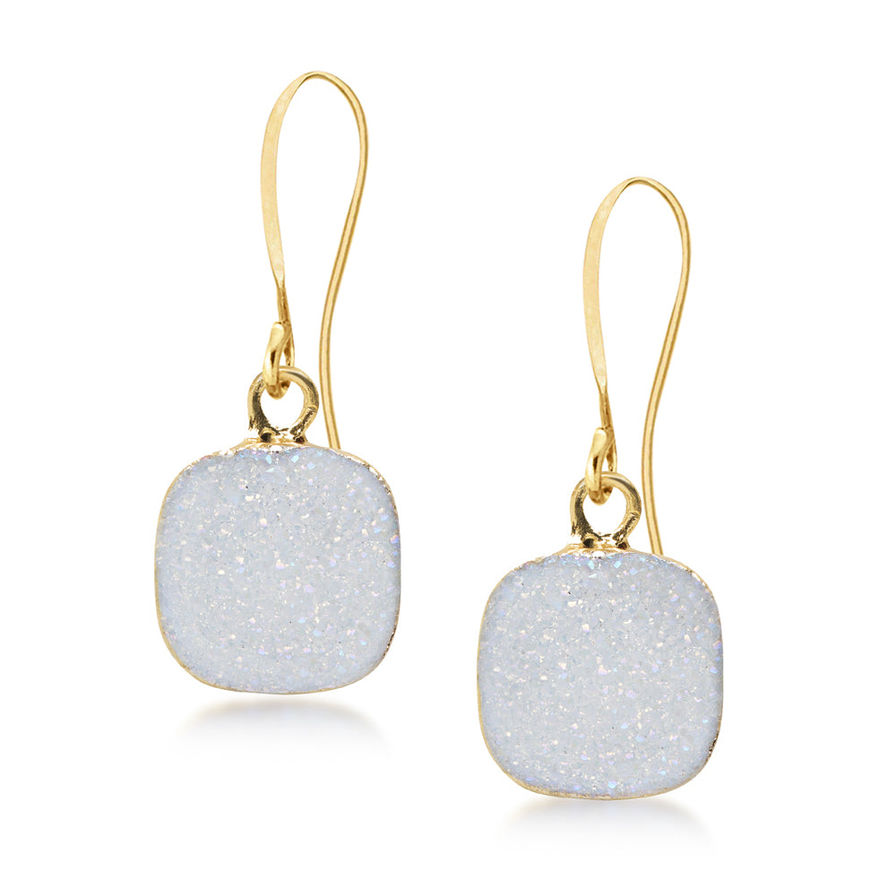 Reina White Druzy Earrings Women's Stone Earring