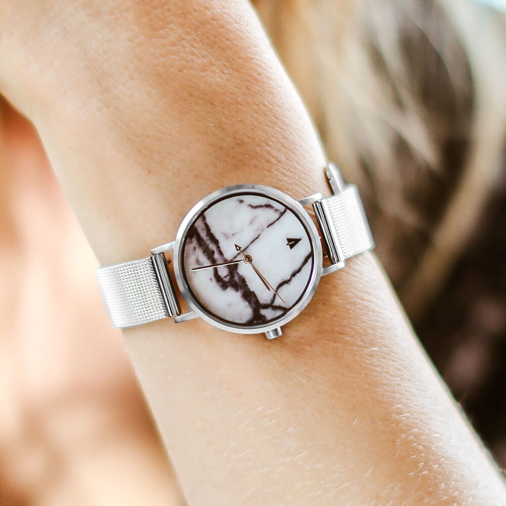 Element White Marble Silver Women's Stainless Steel Watch