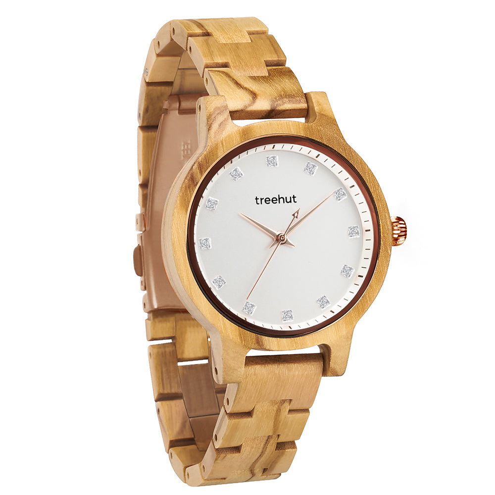 Emma Olive Fog Women's Wooden Watch