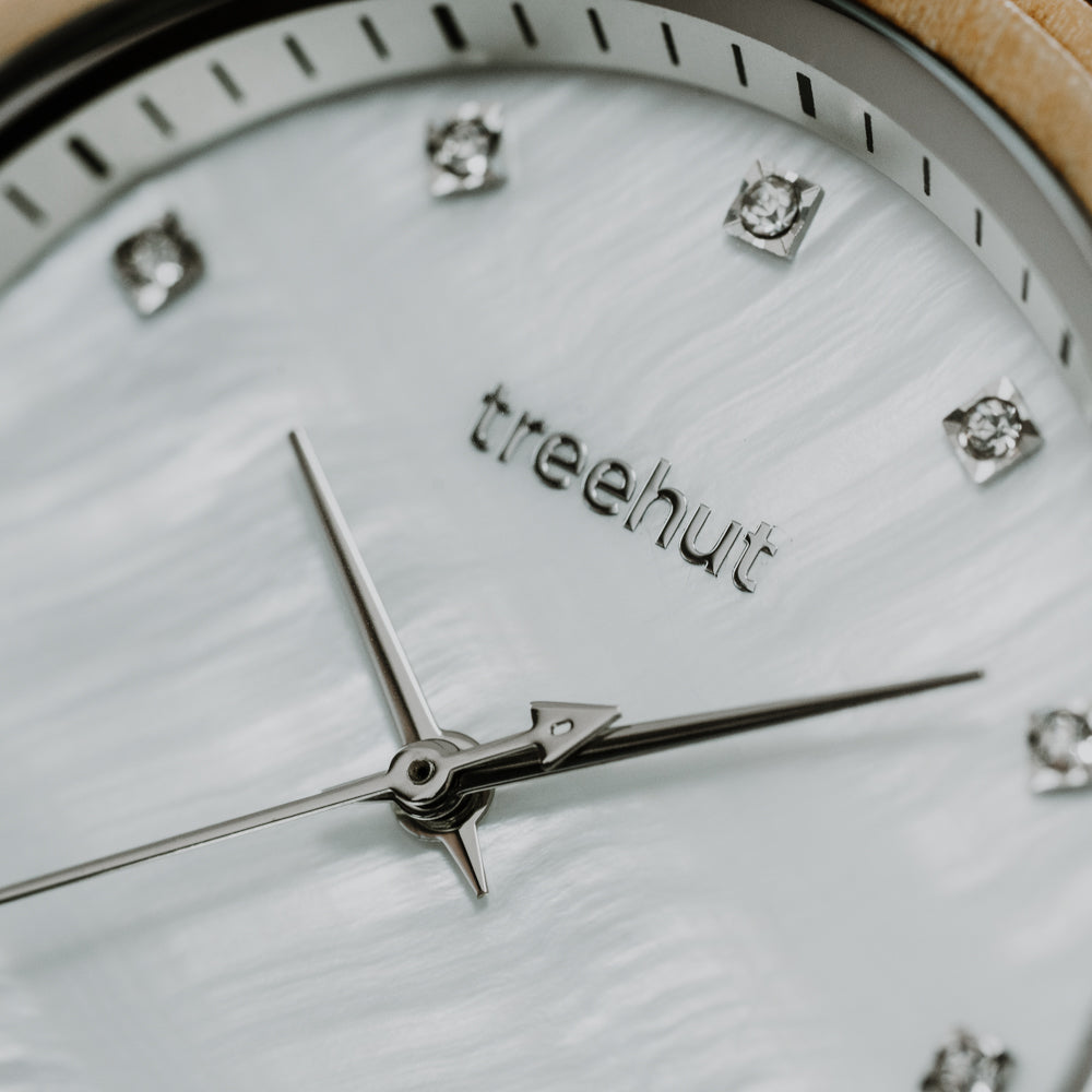 Emma Pearl Olive Frost Women's Wooden Watch