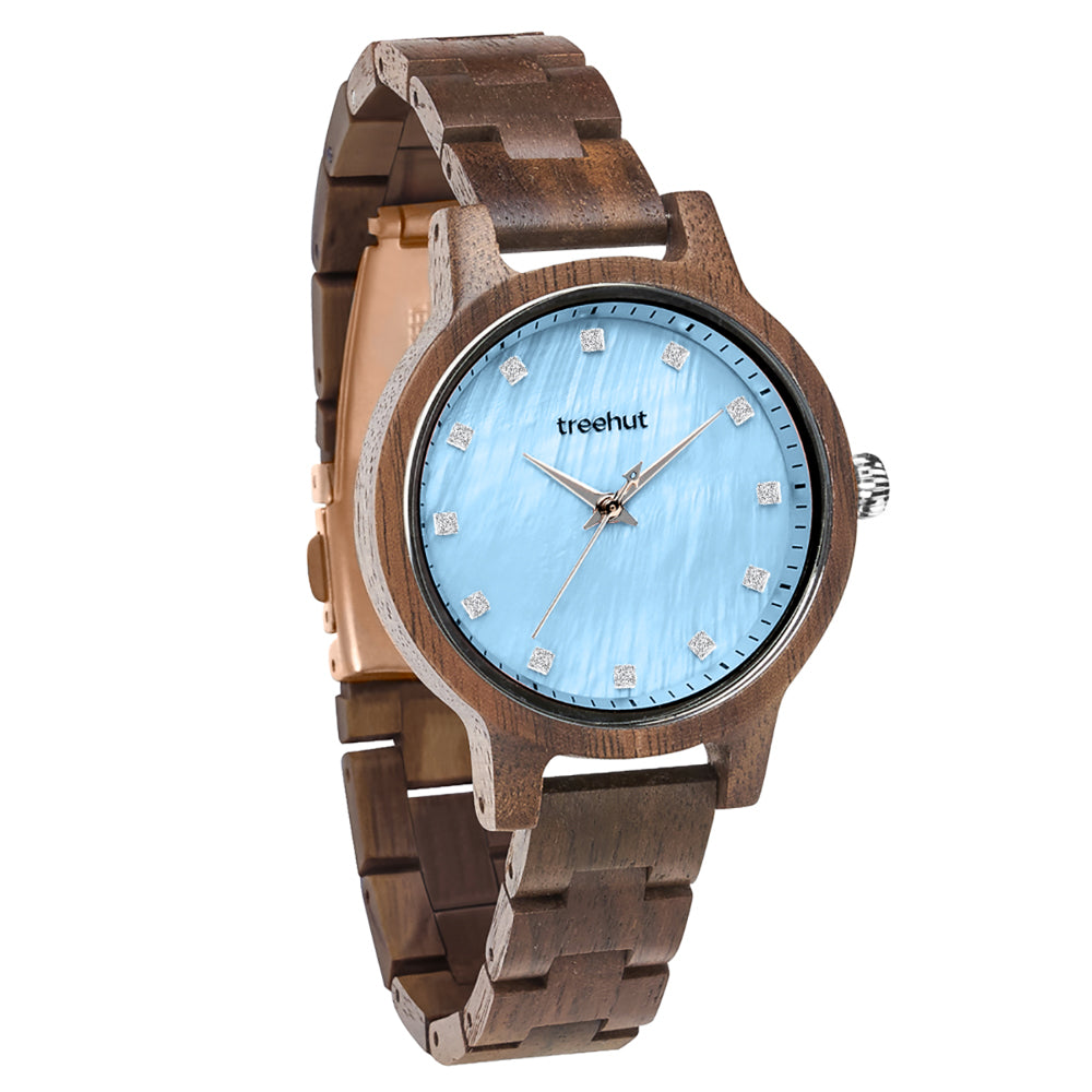 Emma Pearl Walnut Sky Women's Wooden Watch