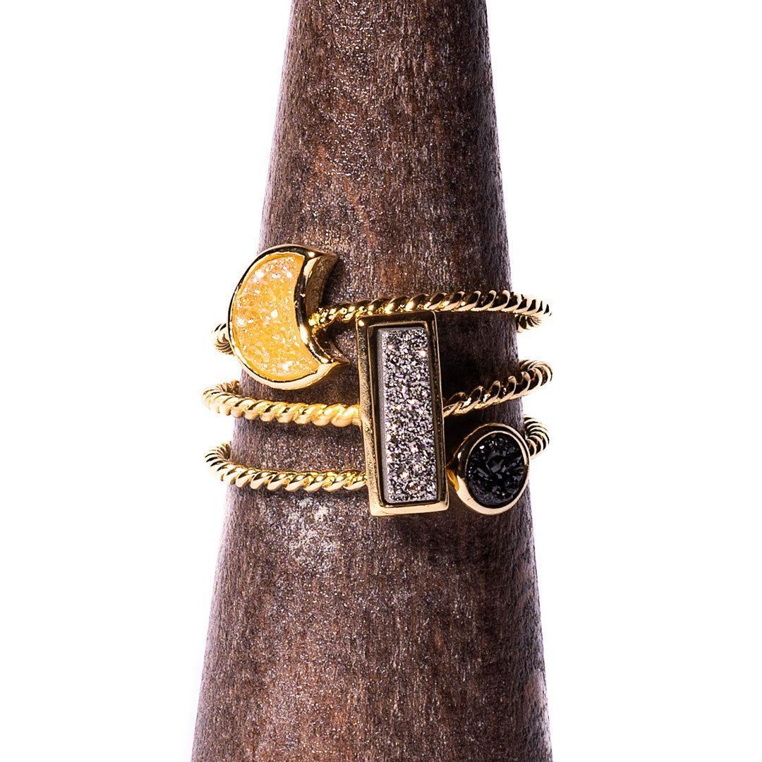 Selenite Stacking Ring Set Women's Stone Ring