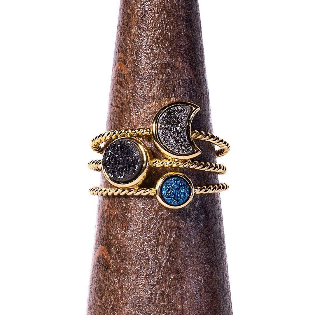 Azurite Stacking Ring Set Women's Stone Ring