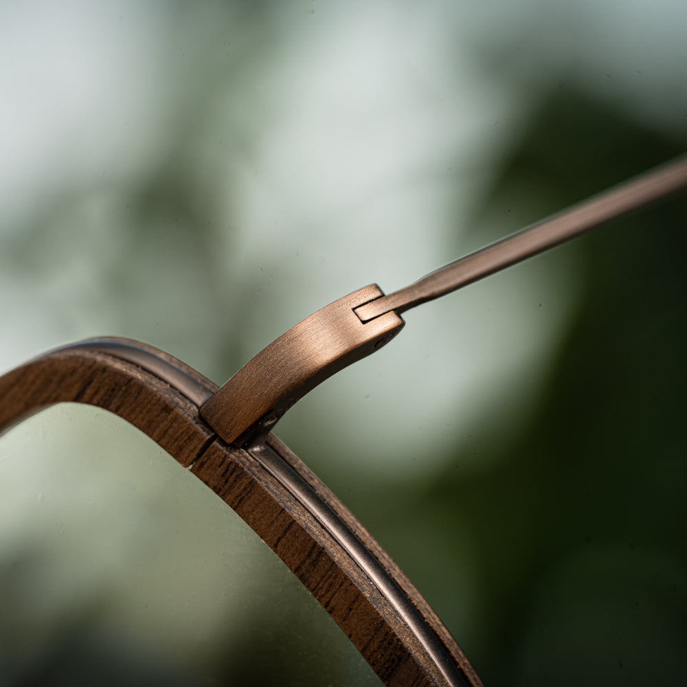 Maverick Aviator Walnut blue light wood glasses