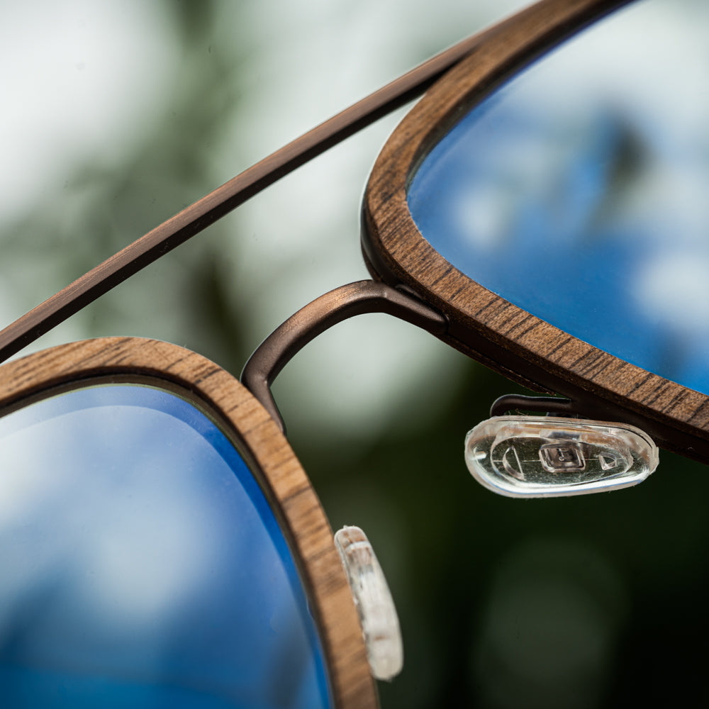 Maverick Aviator Walnut blue light wood glasses