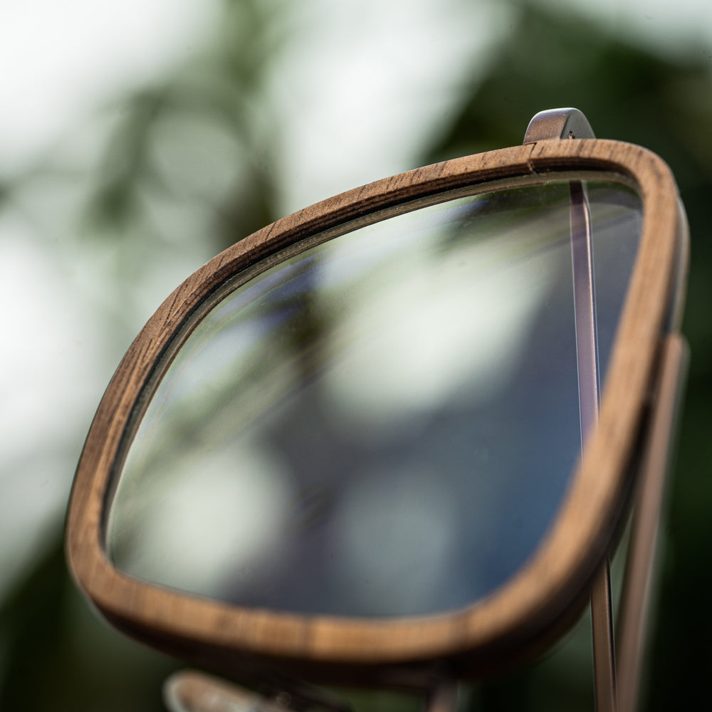 Maverick Aviator Walnut blue light wood glasses