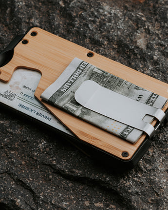 Treehut engravable wooden wallet with aluminum money clip 