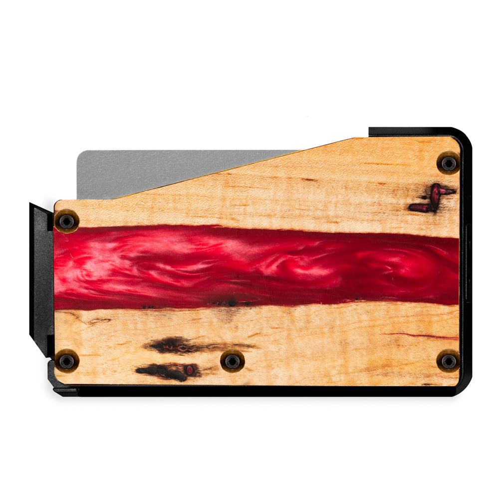 Treehut red and brown RFID blocking wooden wallet with resin and maple wood
