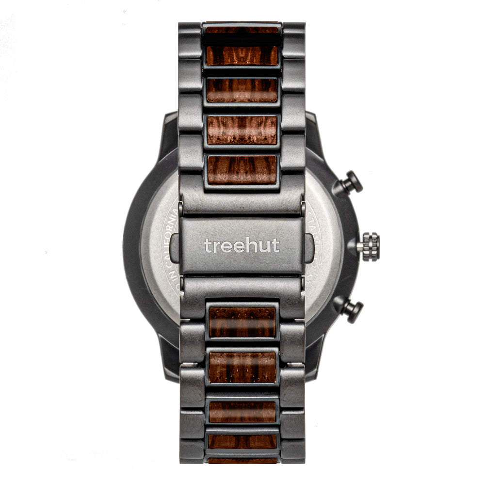 Huxley Rustic Walnut Men's Chrono Stainless Steel Wooden Watch