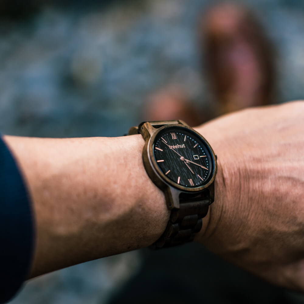 Couples Odyssey Ebony Rose Gold Couples Wooden Watch
