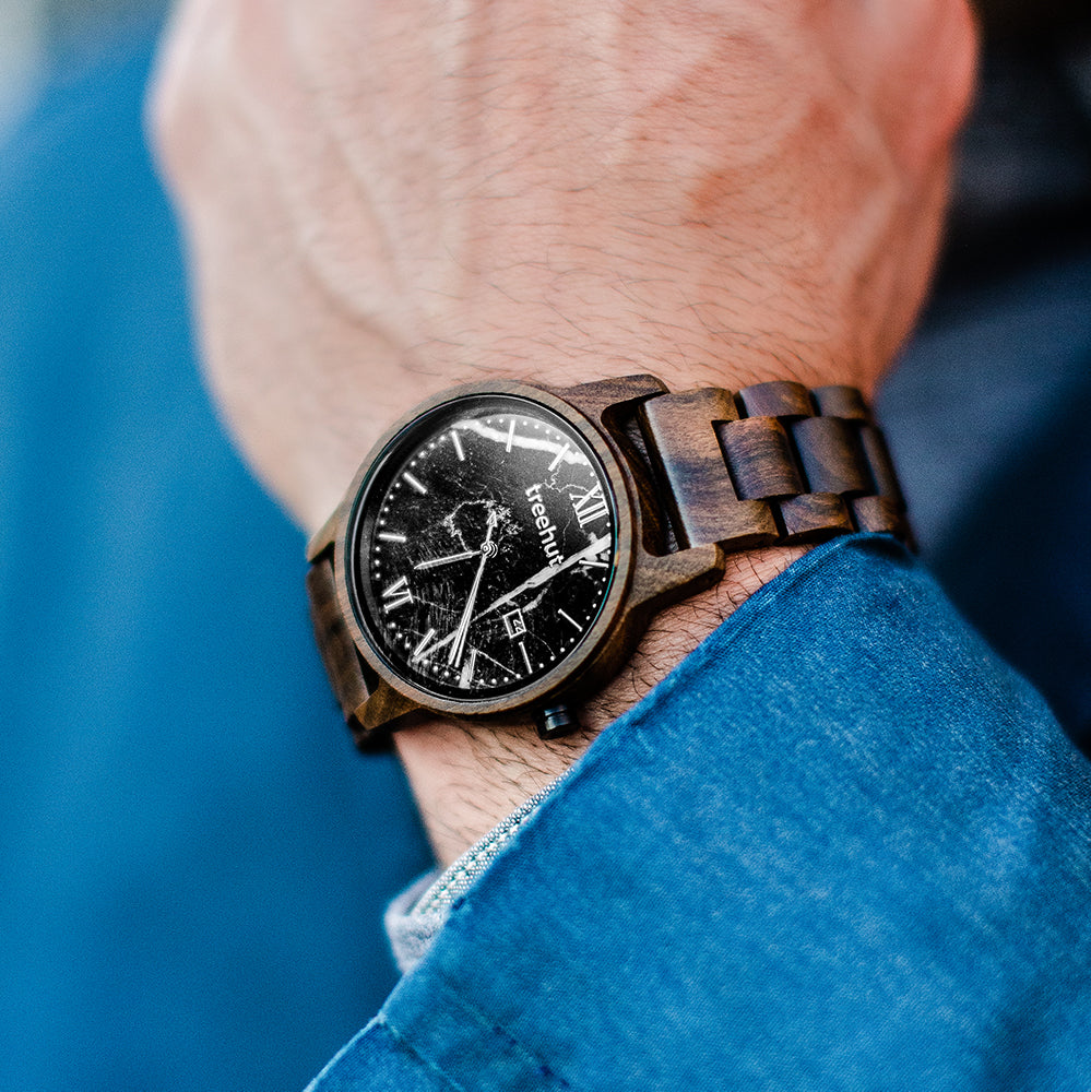 Odyssey Black Marble Ebony Men's Wooden Watch